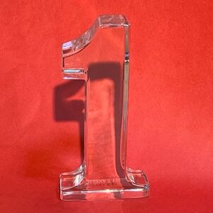 Tiffany & Co Crystal Glass Paperweight Number One 1 BIRTHDAY Topper